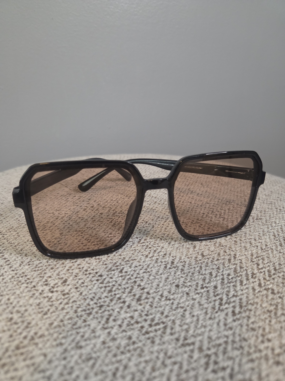 Square Black Frame Sunglasses with Brown Tinted Lenses